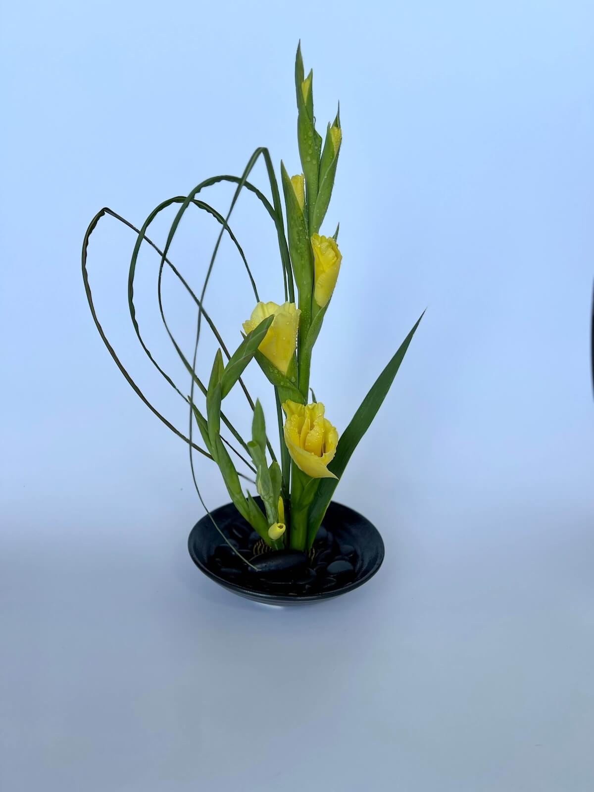 Beautiful Ikebana flower arrangements showcasing the Japanese art of floral design, created during workshops, private events, or in studio.