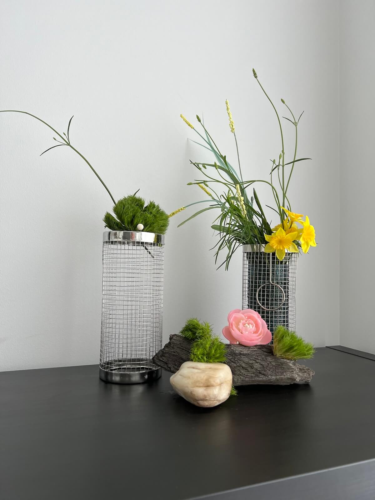 Beautiful Ikebana flower arrangements showcasing the Japanese art of floral design, created during workshops, private events, or in studio.