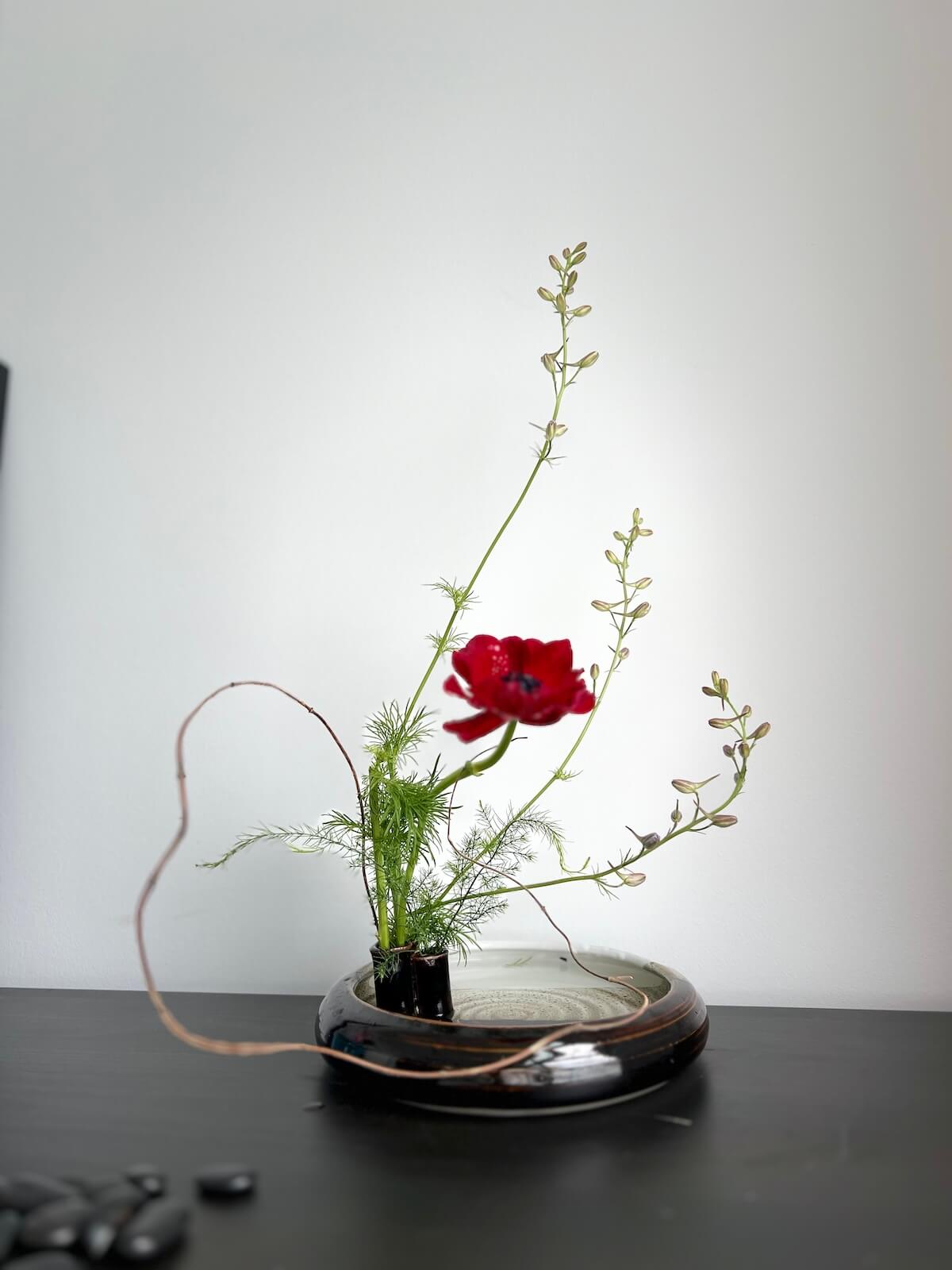 A beautifully Ikebana flower arrangement that slows you down