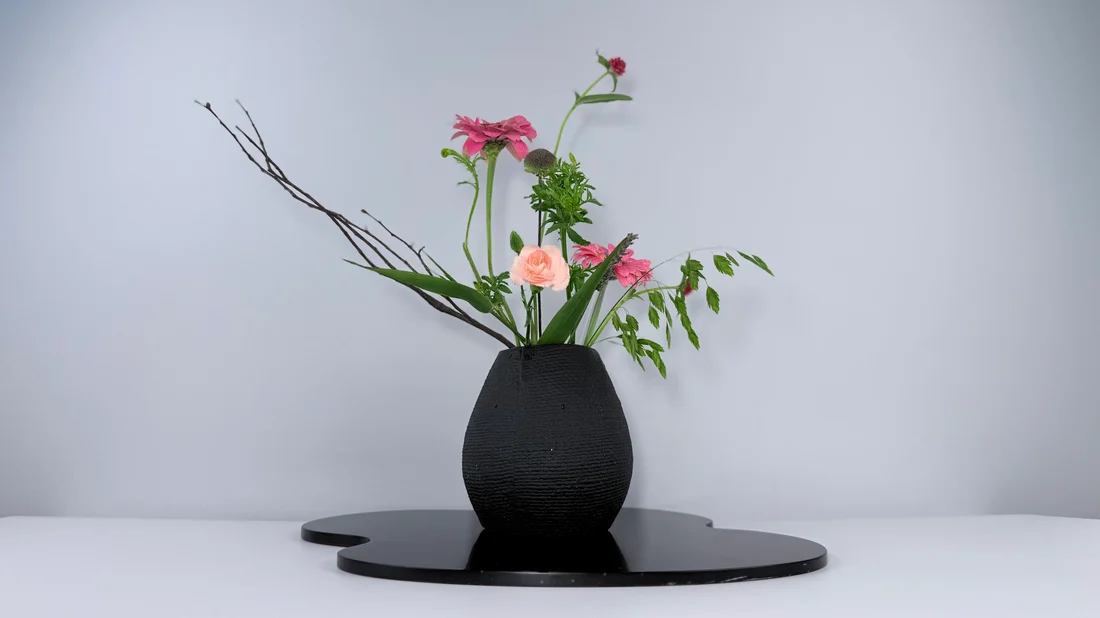 Ikebana Arrangement - The Black Vase Had a Colorful Week