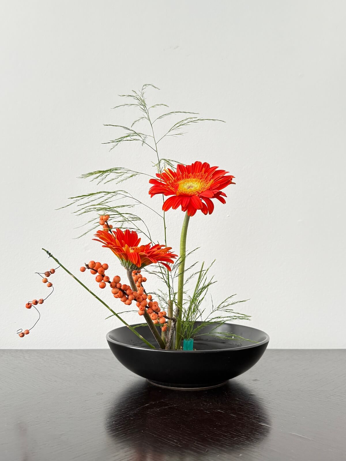 Beautiful Ikebana flower arrangements showcasing the Japanese art of floral design, created during workshops, private events, or in studio.