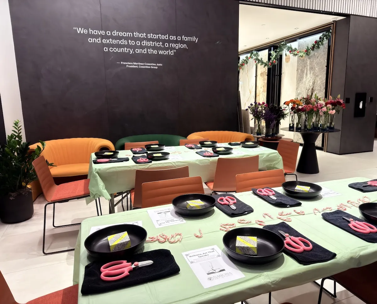 Private Ikebana workshop creating meaningful client appreciation experience with table setup