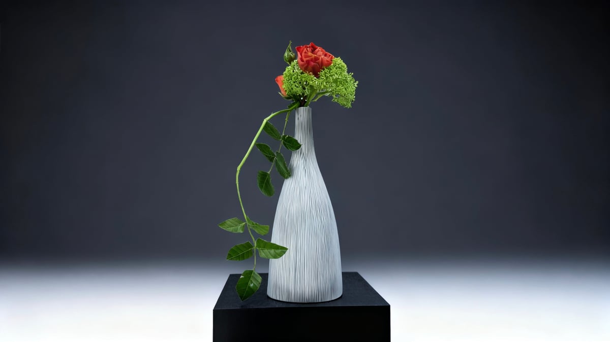 Ikebana Arrangement - The Rose That Took the Scenic Route